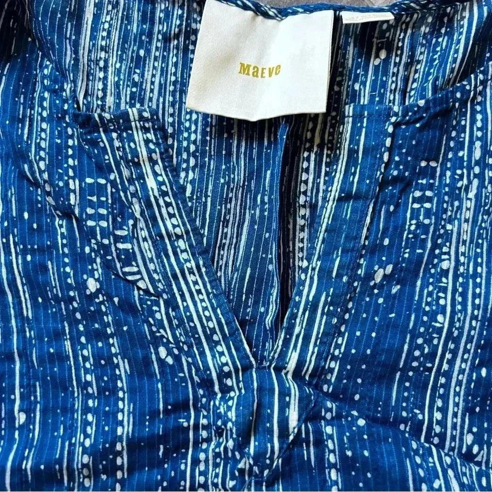 Anthropologie Maeve Blue and White Top | size 2 - Picture 4 of 6